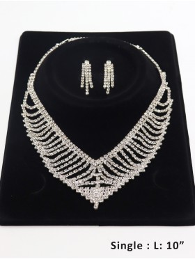 Adjustable Rhinestone Necklace And Earring Set